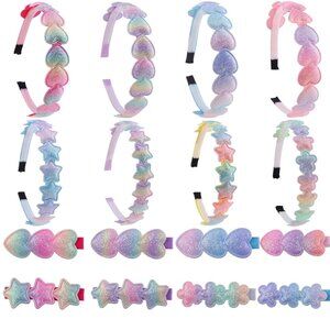 16 Pack Glitter Headbands Hair Clips for Toddler Girls Sparkle Accessories